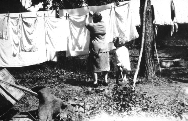 My nan hangs out the washing